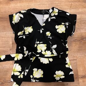 Worthington Black and Yellow Floral Blouse